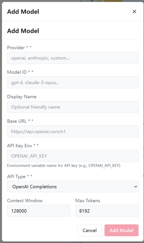 Figure 6.1: New Model Dialog